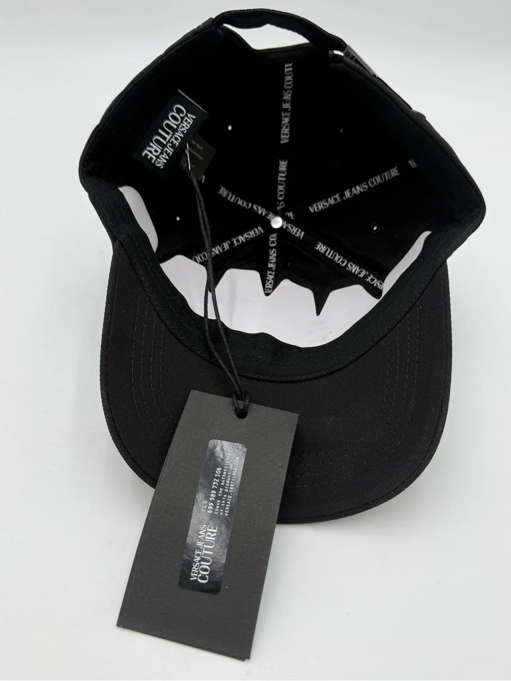 Versace Jeans Couture Black Logo Patch Baseball Cap Hat NWT Authe